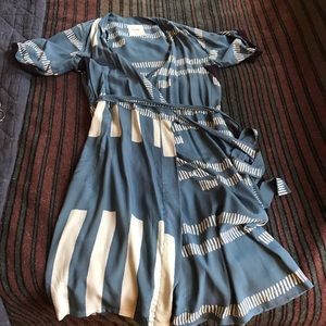 Silk hand blocked wrap dress